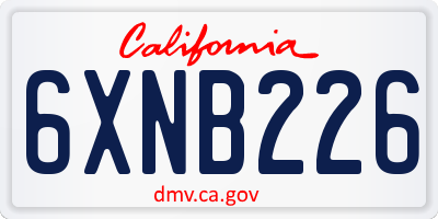 CA license plate 6XNB226