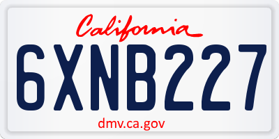 CA license plate 6XNB227