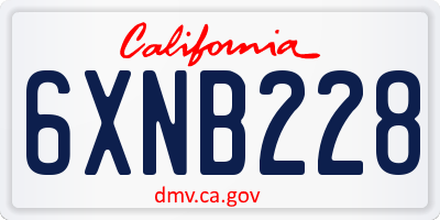 CA license plate 6XNB228