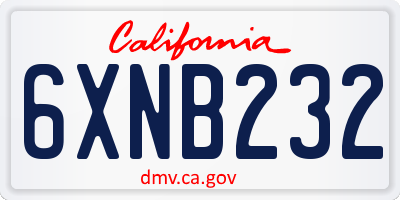 CA license plate 6XNB232