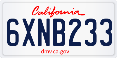 CA license plate 6XNB233