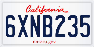 CA license plate 6XNB235