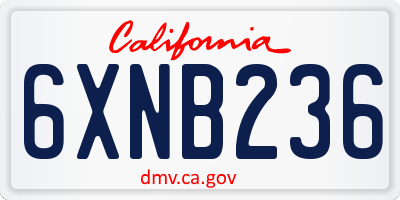 CA license plate 6XNB236