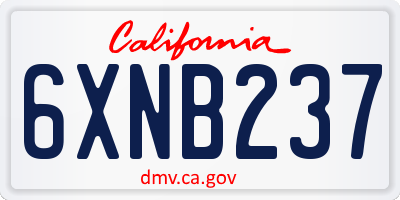 CA license plate 6XNB237