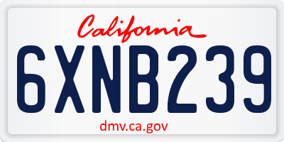 CA license plate 6XNB239