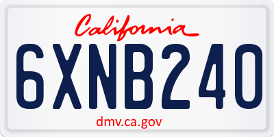 CA license plate 6XNB240