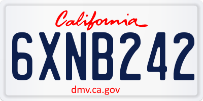 CA license plate 6XNB242