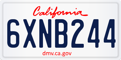 CA license plate 6XNB244