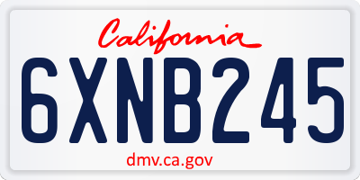 CA license plate 6XNB245