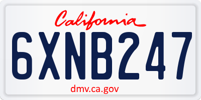 CA license plate 6XNB247