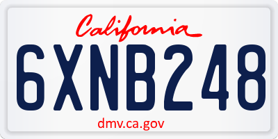 CA license plate 6XNB248
