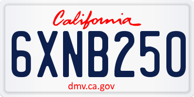 CA license plate 6XNB250