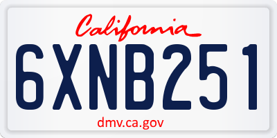 CA license plate 6XNB251