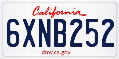 CA license plate 6XNB252