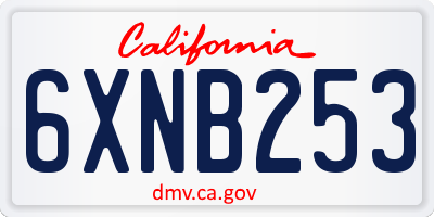 CA license plate 6XNB253