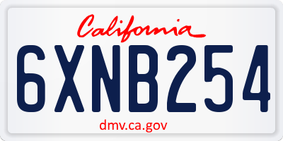 CA license plate 6XNB254
