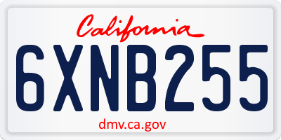 CA license plate 6XNB255
