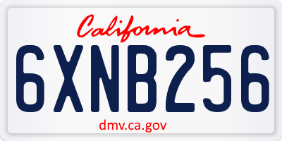CA license plate 6XNB256