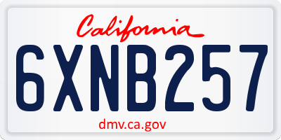 CA license plate 6XNB257