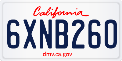 CA license plate 6XNB260