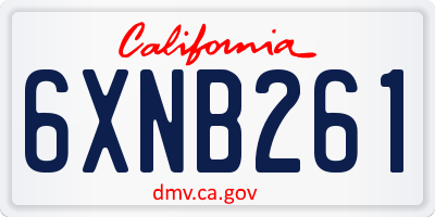 CA license plate 6XNB261