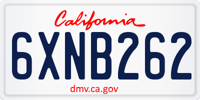 CA license plate 6XNB262