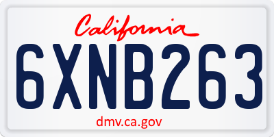 CA license plate 6XNB263