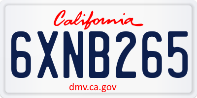 CA license plate 6XNB265