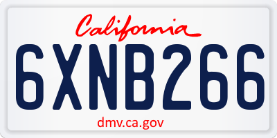 CA license plate 6XNB266