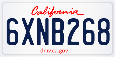 CA license plate 6XNB268