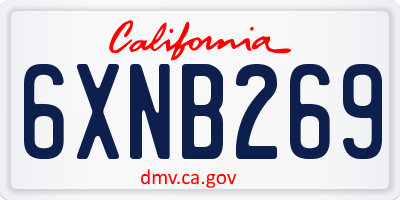 CA license plate 6XNB269