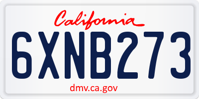 CA license plate 6XNB273
