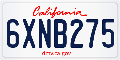 CA license plate 6XNB275