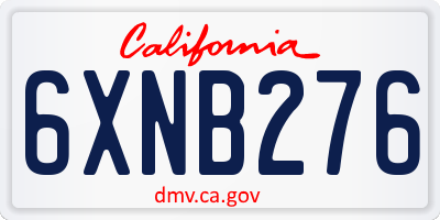 CA license plate 6XNB276