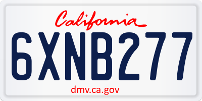 CA license plate 6XNB277