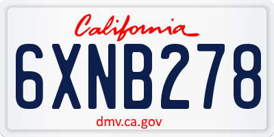 CA license plate 6XNB278