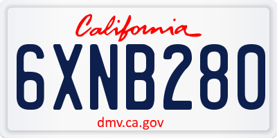 CA license plate 6XNB280
