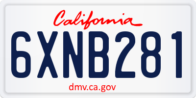 CA license plate 6XNB281