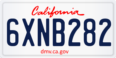 CA license plate 6XNB282