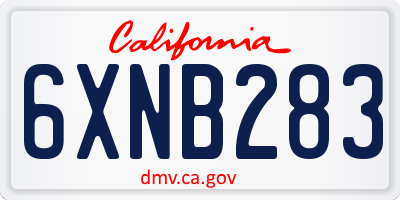 CA license plate 6XNB283