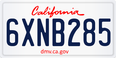 CA license plate 6XNB285