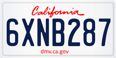 CA license plate 6XNB287