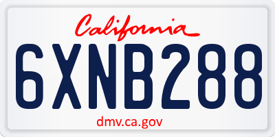CA license plate 6XNB288