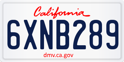 CA license plate 6XNB289
