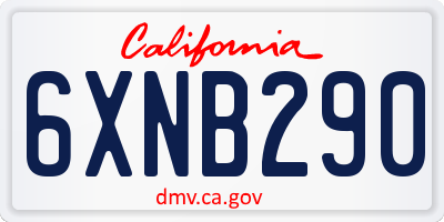 CA license plate 6XNB290