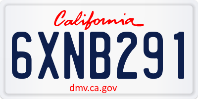 CA license plate 6XNB291