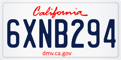CA license plate 6XNB294
