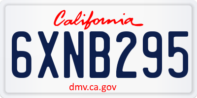CA license plate 6XNB295