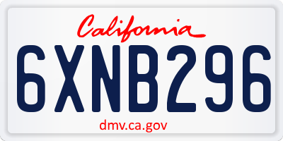 CA license plate 6XNB296