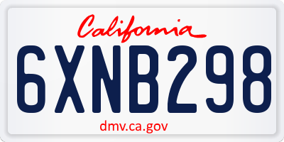CA license plate 6XNB298